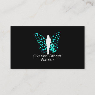 Butterfly Teal Ribbon Ovarian Cancer Awareness Business Card