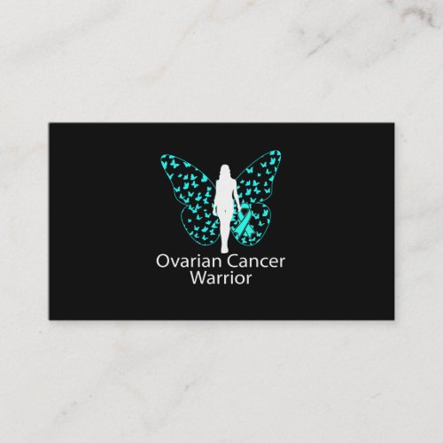 Butterfly Teal Ribbon Ovarian Cancer Awareness Business Card