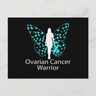 Butterfly Teal Ribbon Ovarian Cancer Awareness Invitation Postcard