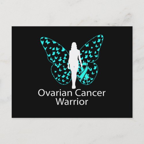 Butterfly Teal Ribbon Ovarian Cancer Awareness Invitation Postcard