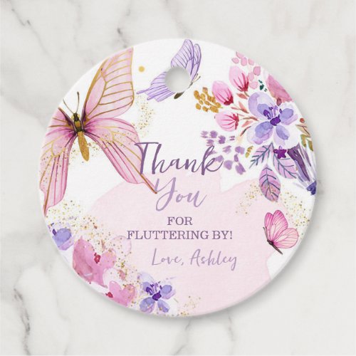 Butterfly Thank Fluttering By Girl Birthday Favors Favor Tags