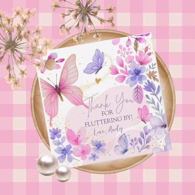 Butterfly Thank You Birthday Fluttering Favor Tag  (Creator Uploaded)