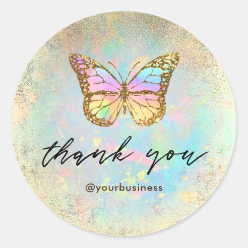 butterfly thank you classic round sticker