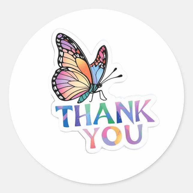 Butterfly Thank You  Classic Round Sticker (Front)