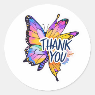 Butterfly Thank You  Classic Round Sticker