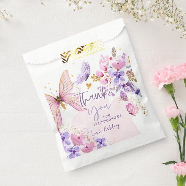 Butterfly Thank You Fluttering By Girl Birthday Favor Bag (Sealed)