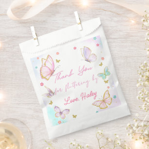 Butterfly Thank You Fluttering By Girl Birthday Favor Bag