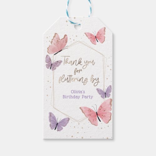 Butterfly Thank you for Fluttering By Favor Tag