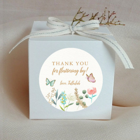 Butterfly Thank You For Fluttering By Party Favor Classic Round Sticke