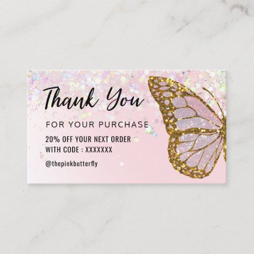 butterfly thank you for your purchase  business ca business card