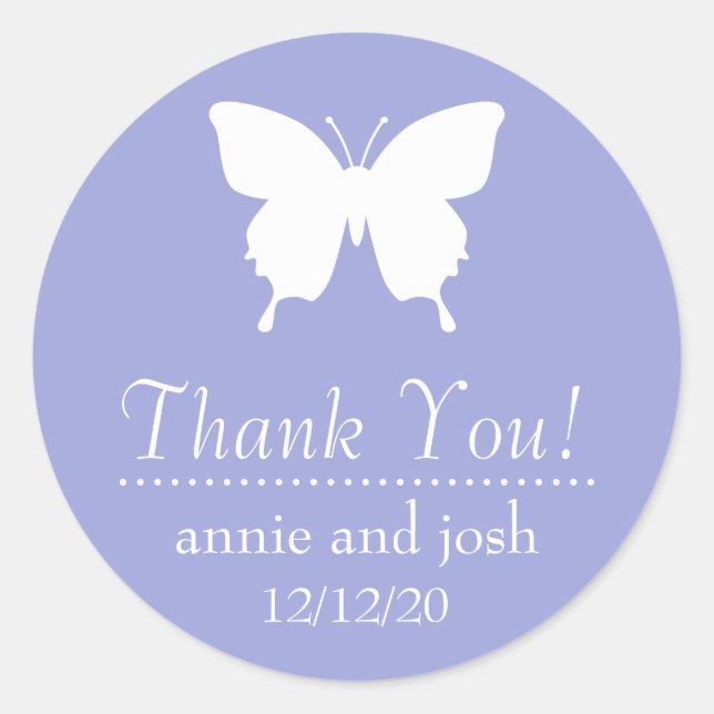 Butterfly Thank You Labels (Violet Purple) (Front)