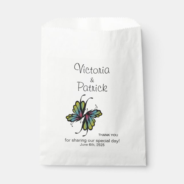 Butterfly Thank You Names Date Favor Bag (Front)