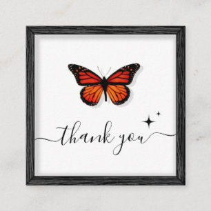 Butterfly Thank You & Sparkle Picture Border Frame Square Business Card