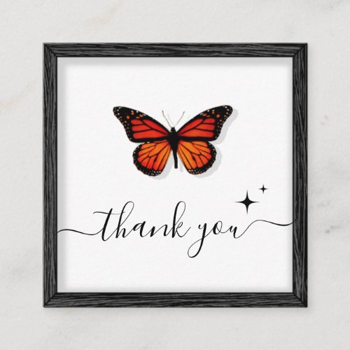 Butterfly Thank You  Sparkle Picture Border Frame Square Business Card