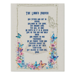 Butterfly The Lord's Prayer Faux Canvas Print