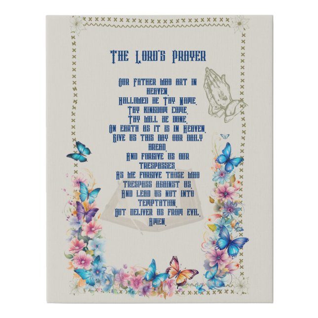 Butterfly The Lord's Prayer  Faux Canvas Print (Front)