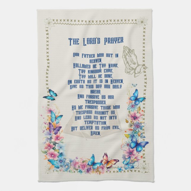 Butterfly The Lord's Prayer  Kitchen Towel (Vertical)