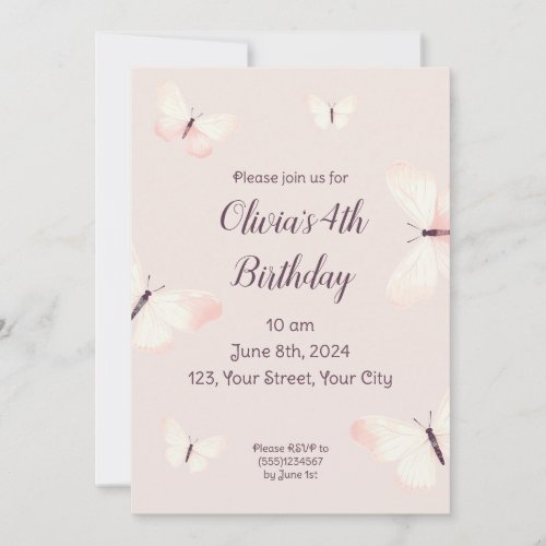 Butterfly Theme Birthday Invitation
