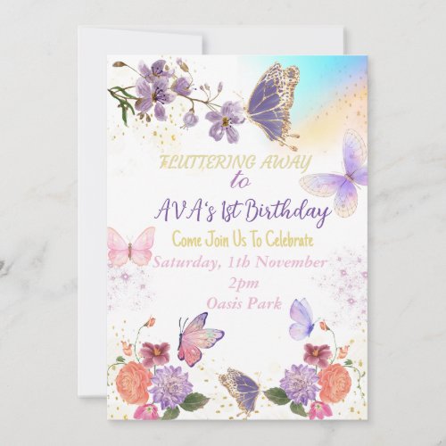 Butterfly Theme Birthday Invitation