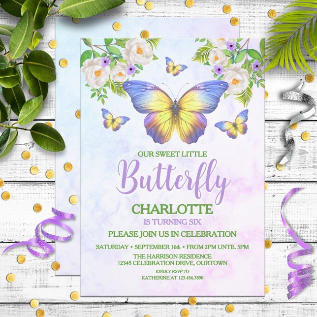 Butterfly Theme Girl's Birthday Party Invitation (Creator Uploaded)