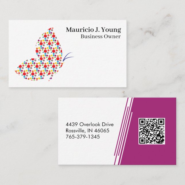 Butterfly Theme Professional Modern Colorful Business Card (Front/Back)