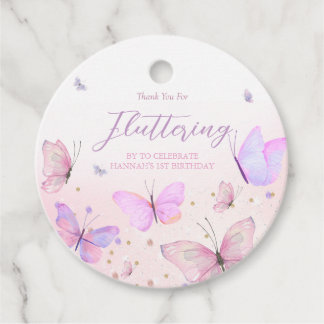 Butterfly Theme Round Favor Tags