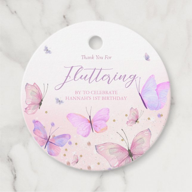 Butterfly Theme Round Favor Tags (Front)