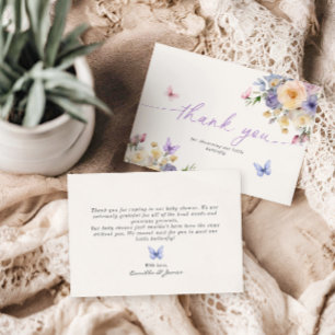 Butterfly Themed Pastel Baby Shower Thank You Card