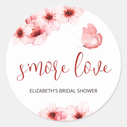 Butterfly Themed smore love Classic Round Sticker