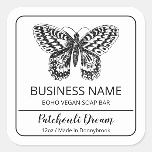 Butterfly Themed White Soap Bar Labels