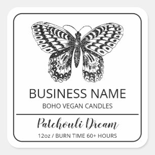 Butterfly Themed White Soy Candle Labels
