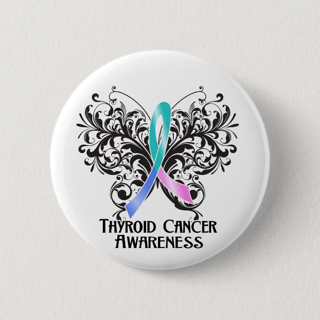 Butterfly Thyroid Cancer Awareness Button (Front)