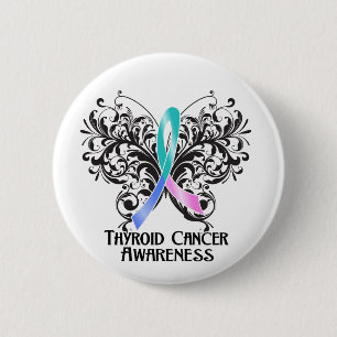 Butterfly Thyroid Cancer Awareness Button