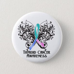Butterfly Thyroid Cancer Awareness Button