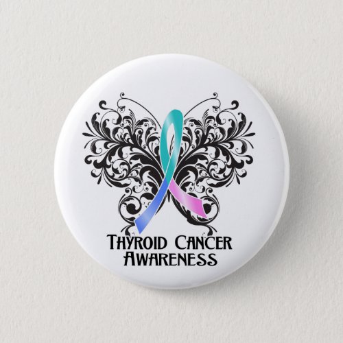 Butterfly Thyroid Cancer Awareness Button