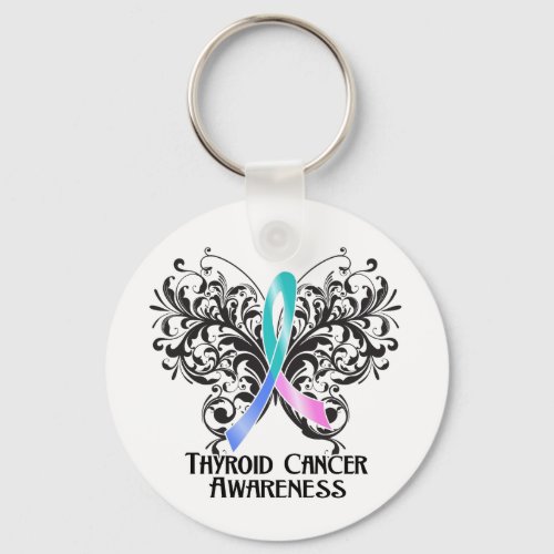 Butterfly Thyroid Cancer Awareness Keychain