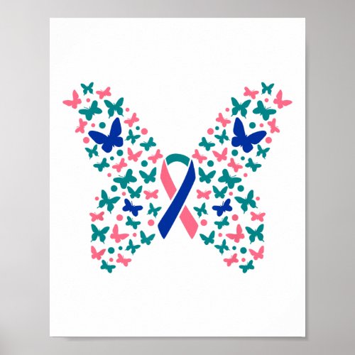 Butterfly Thyroid Cancer Awareness Ribbon Survivor Poster