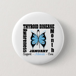 Butterfly Thyroid Disease Awareness Month Pinback Button