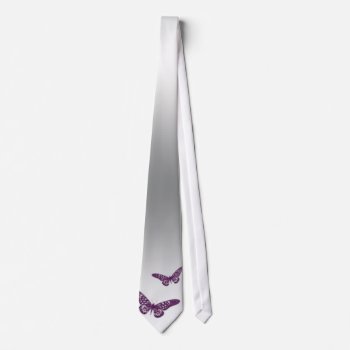 Butterfly Tie Silver Purple Sparkle by WeddingShop88 at Zazzle