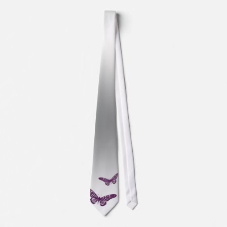 Butterfly Tie Silver Purple Sparkle