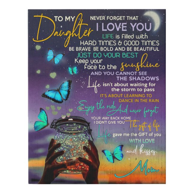 Butterfly To My Daughter You Are My Sunshine Faux Canvas Print (Front)