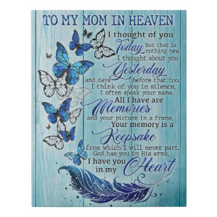 Butterfly To My Mom In Heaven Memorial Gifts Faux Canvas Print