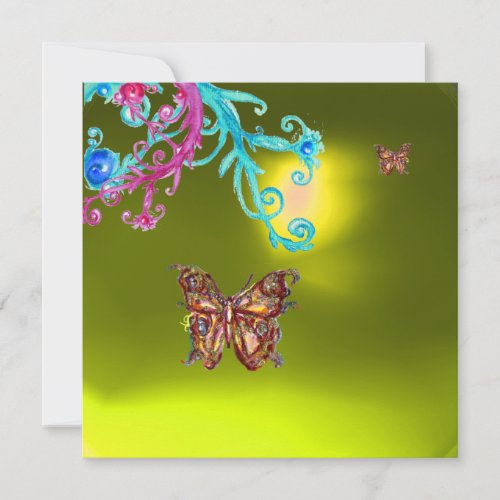 BUTTERFLY TOPAZyellow blue bright pink purple Invitation