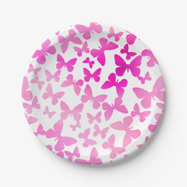 Butterfly Toss (Pink) Paper Plates (Front)