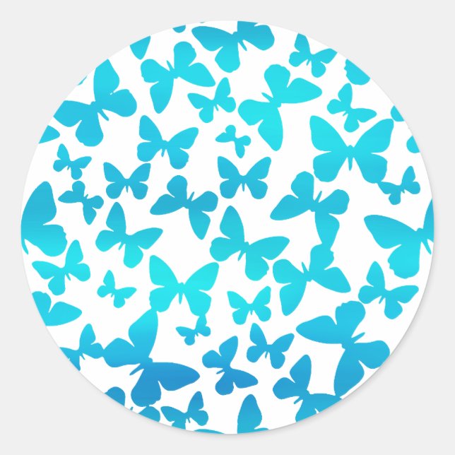 Butterfly Toss (Teal) Classic Round Sticker (Front)