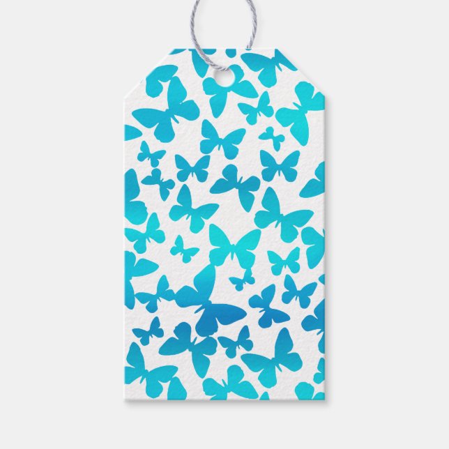Butterfly Toss (Teal) Gift Tags (Front)