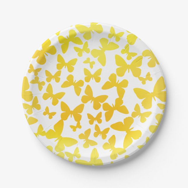 Butterfly Toss (Yellow) Paper Plates (Front)