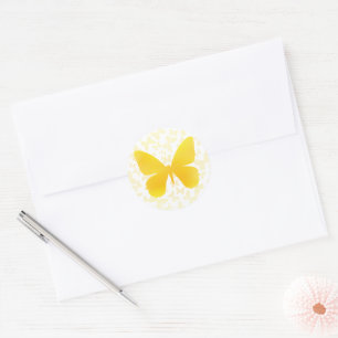 Butterfly Toss (Yellow-Single) Classic Round Sticker
