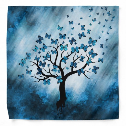 Butterfly Tree _ Blue Marble Mist Bandana