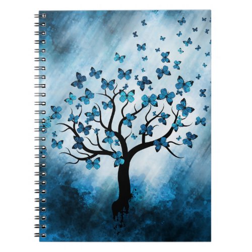 Butterfly Tree _ Blue Marble Mist Notebook